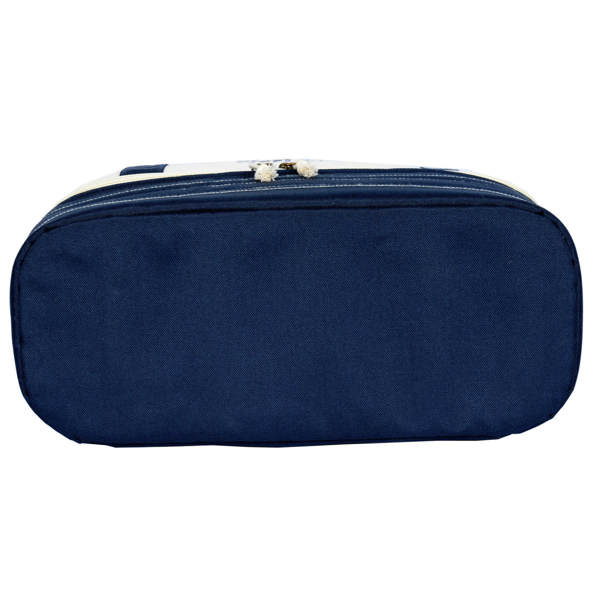 Coastal Cotton Beach Tote with Cooler Compartment Embroidery - Navy Blue-Natural - View 4
