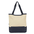 Coastal Cotton Beach Tote with Cooler Compartment Transfer - Navy Blue-Natural - View 6