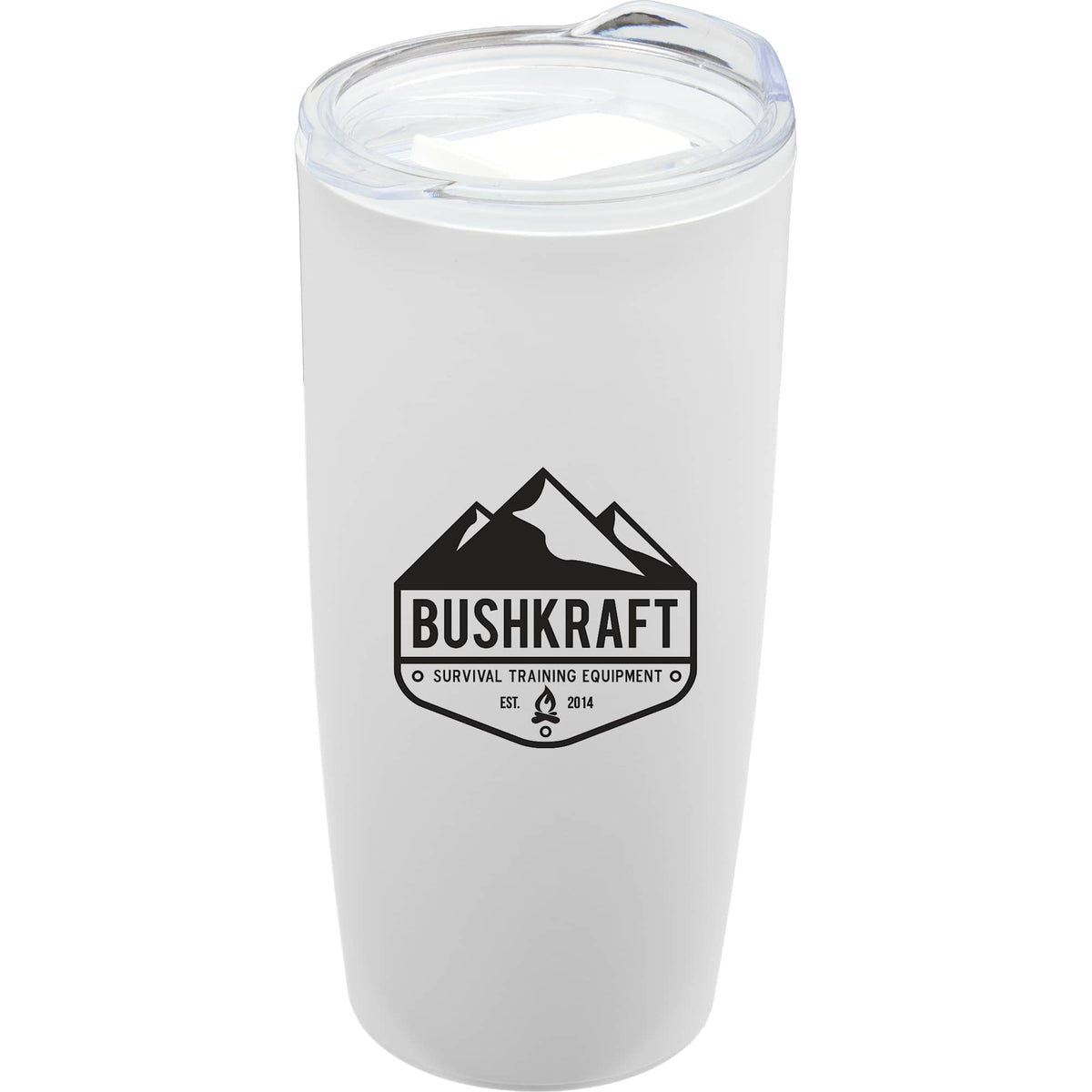 Coastal Double-Wall Tumbler with Pop-Top Lid, 22 oz - White - Front