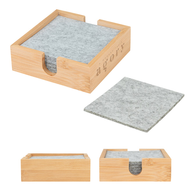 Coaster Set in Bamboo and Recycled Felt