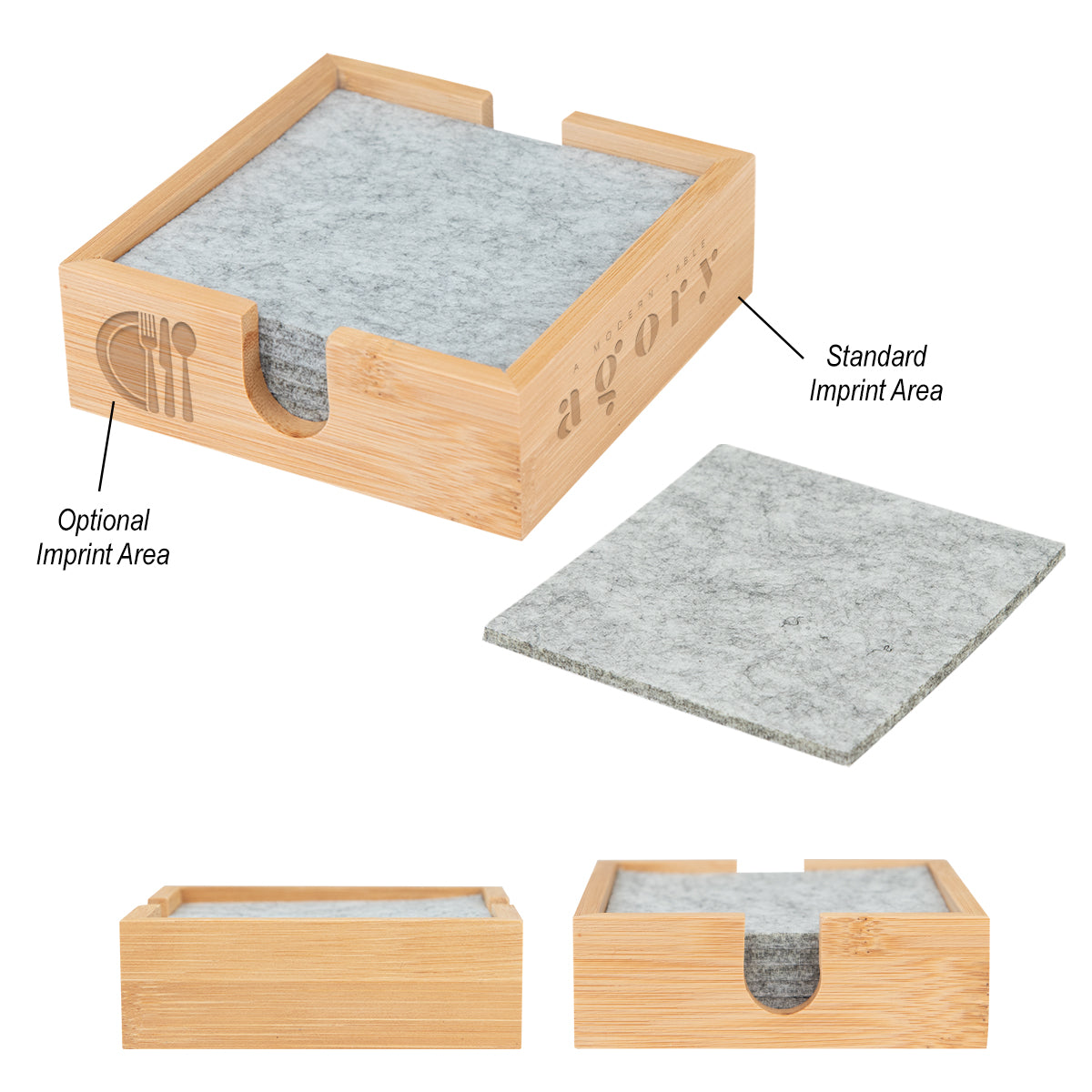 Coaster Set in Bamboo and Recycled Felt