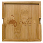 Coaster Set in Bamboo - Natural - Laser Engraving
