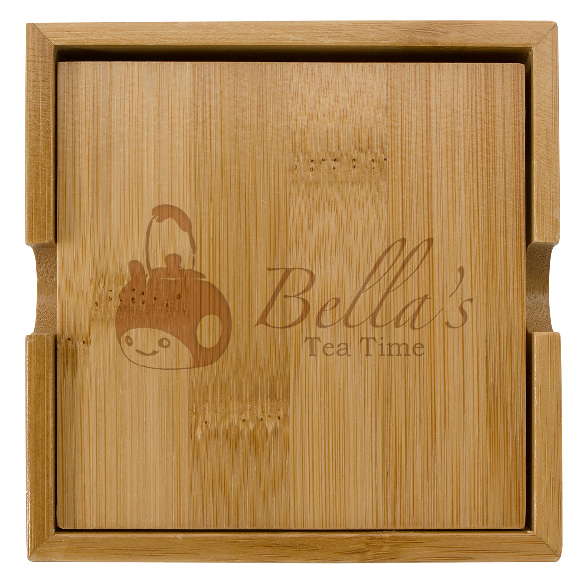 Coaster Set in Bamboo - Natural - Laser Engraving