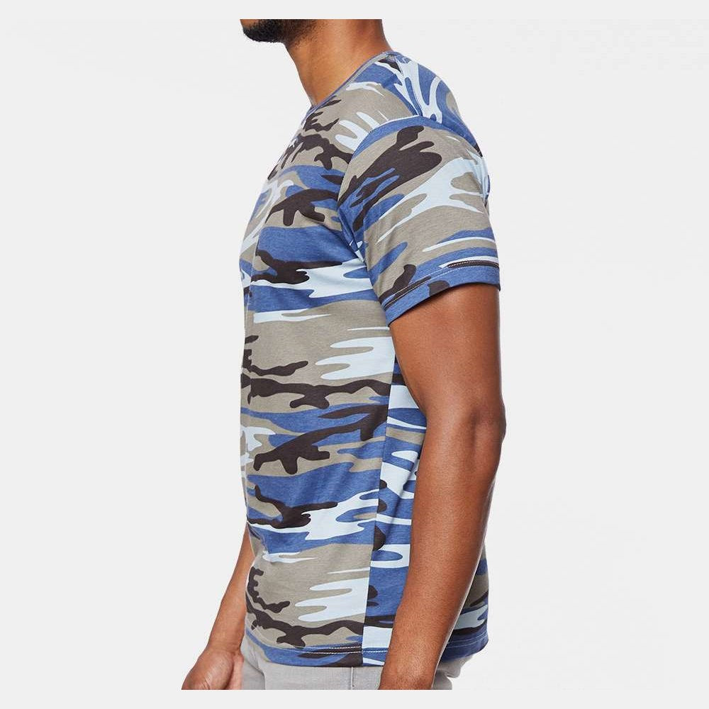 Code Five Unisex Camo Tee - Blue Woodland - On Model Side