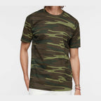 Code Five Unisex Camo Tee - Green Woodland - On Model Front