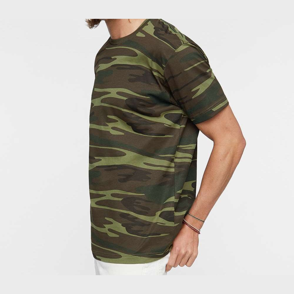 Code Five Unisex Camo Tee - Green Woodland - On Model Side