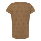 Code Five Women's Star Print Scoop Neck Tee - Coyote Brown Star - Back