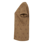 Code Five Women's Star Print Scoop Neck Tee - Coyote Brown Star - Direct Side