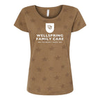 Code Five Women's Star Print Scoop Neck Tee - Coyote Brown Star - Front