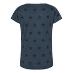 Code Five Women's Star Print Scoop Neck Tee - Denim Star - Back