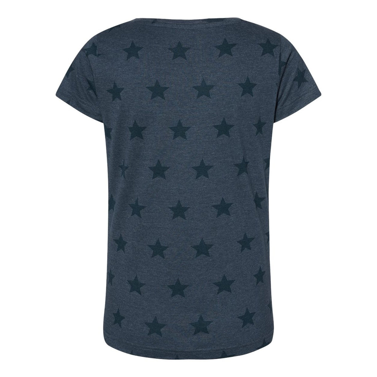 Code Five Women's Star Print Scoop Neck Tee - Denim Star - Back