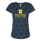 Code Five Women's Star Print Scoop Neck Tee - Denim Star - Front