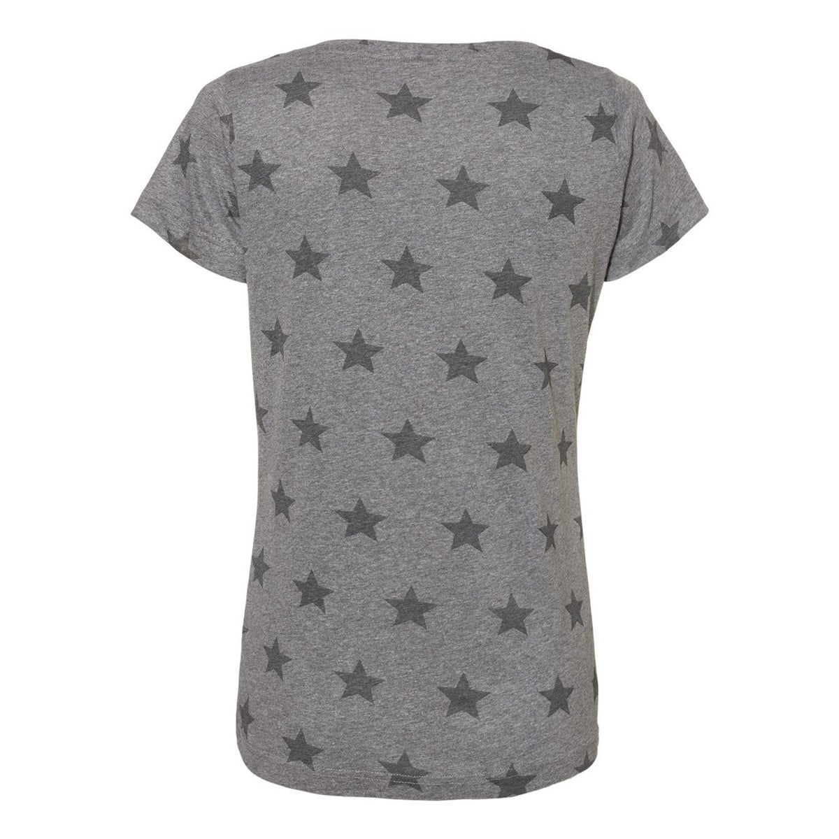 Code Five Women's Star Print Scoop Neck Tee - Granite Heather Star - Back