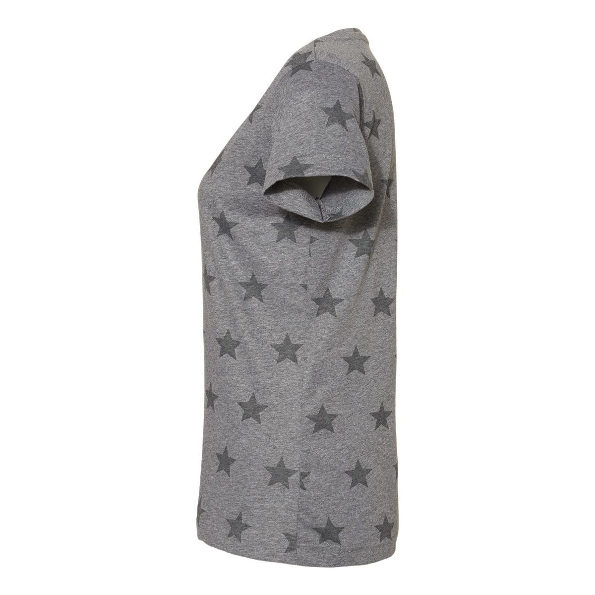 Code Five Women's Star Print Scoop Neck Tee - Granite Heather Star - Direct Side