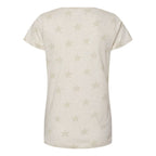 Code Five Women's Star Print Scoop Neck Tee - Natural Heather Star - Back