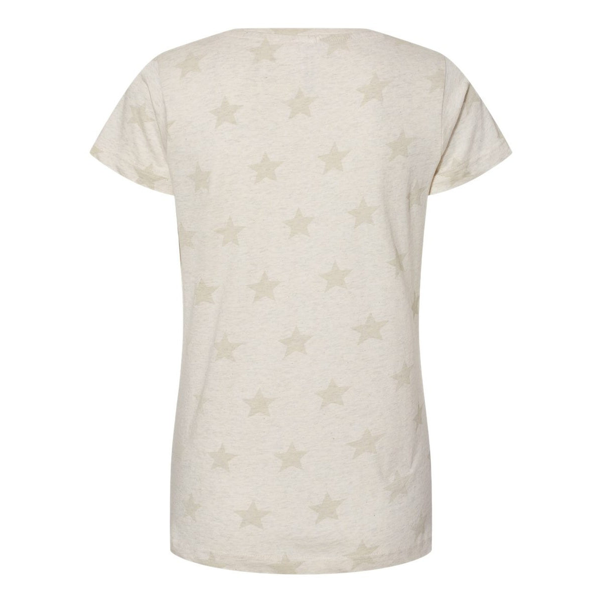 Code Five Women's Star Print Scoop Neck Tee - Natural Heather Star - Back