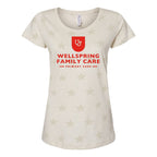 Code Five Women's Star Print Scoop Neck Tee - Natural Heather Star - Front