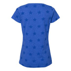 Code Five Women's Star Print Scoop Neck Tee - Royal Star - Back