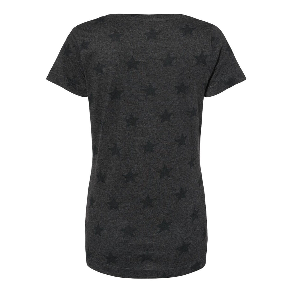 Code Five Women's Star Print Scoop Neck Tee - Smoke Star - Back