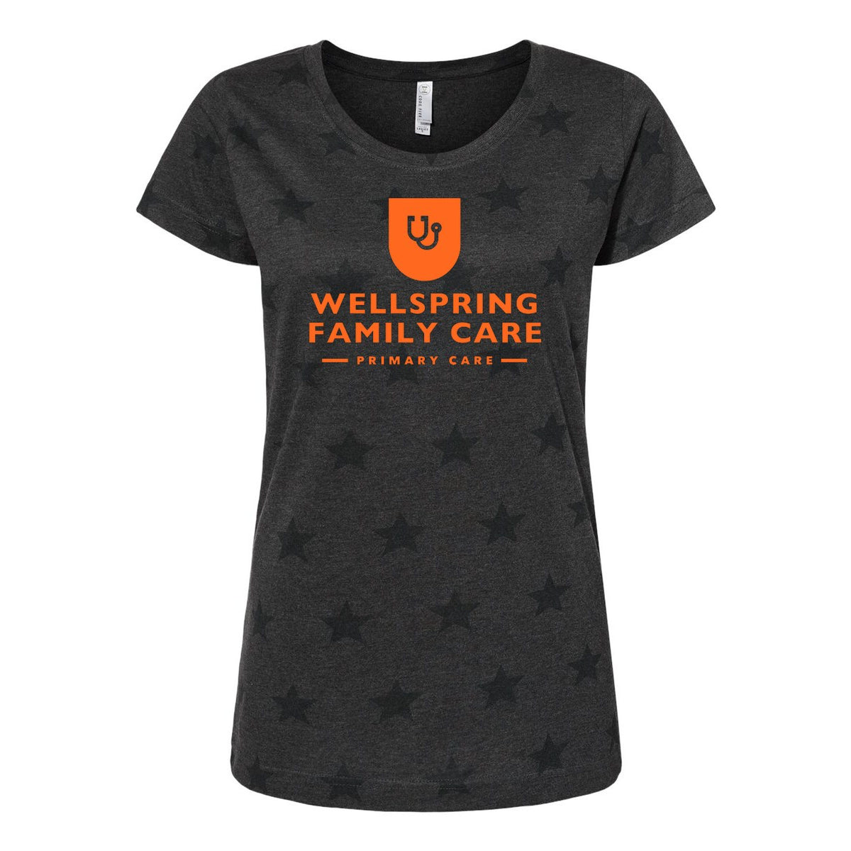 Code Five Women's Star Print Scoop Neck Tee - Smoke Star - Front