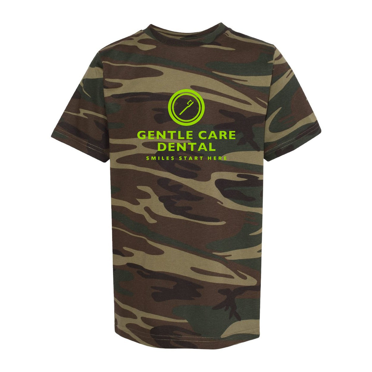 Code Five Youth Camouflage Tee - Green Woodland - Front