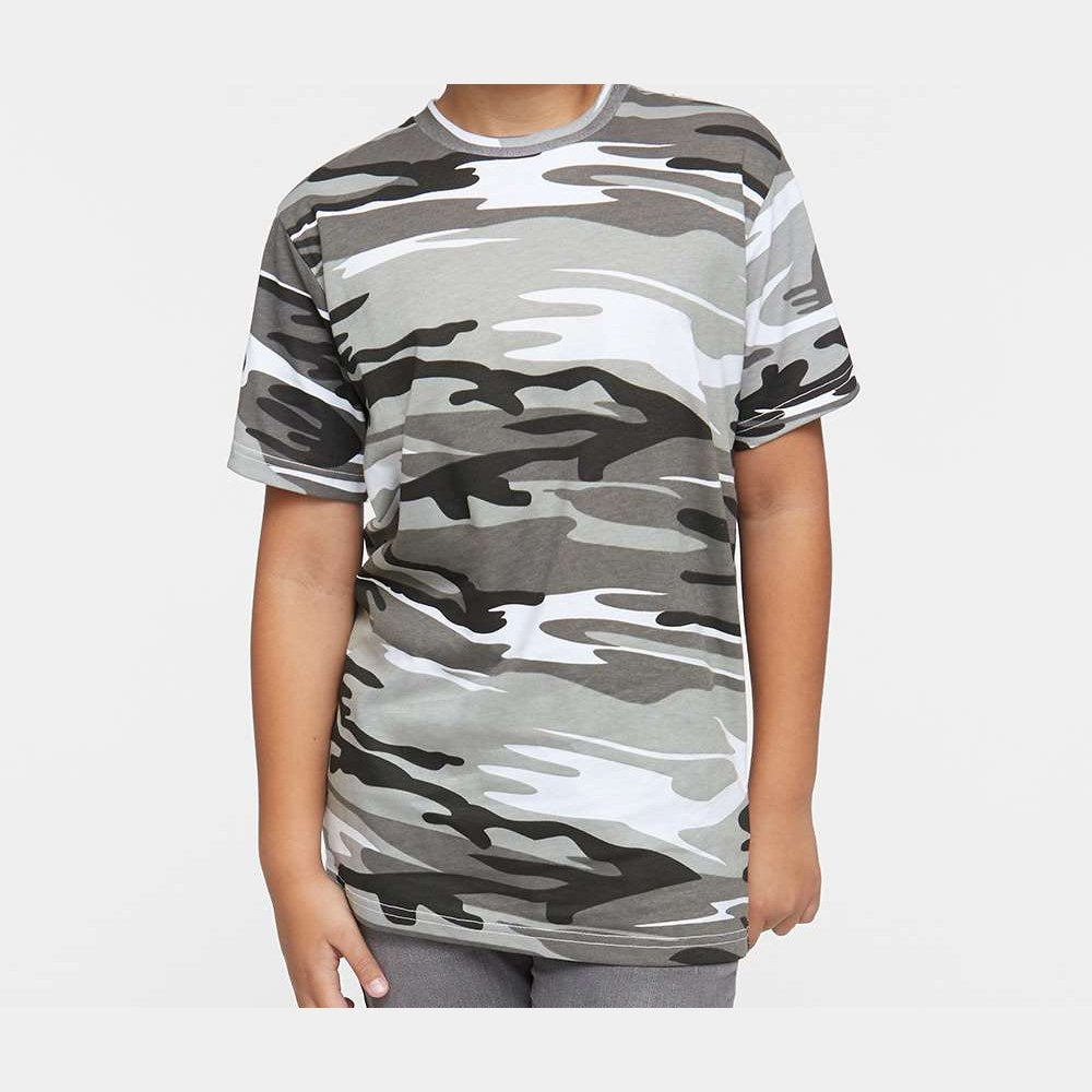 Code Five Youth Camouflage Tee - Urban Woodland - On Model Front