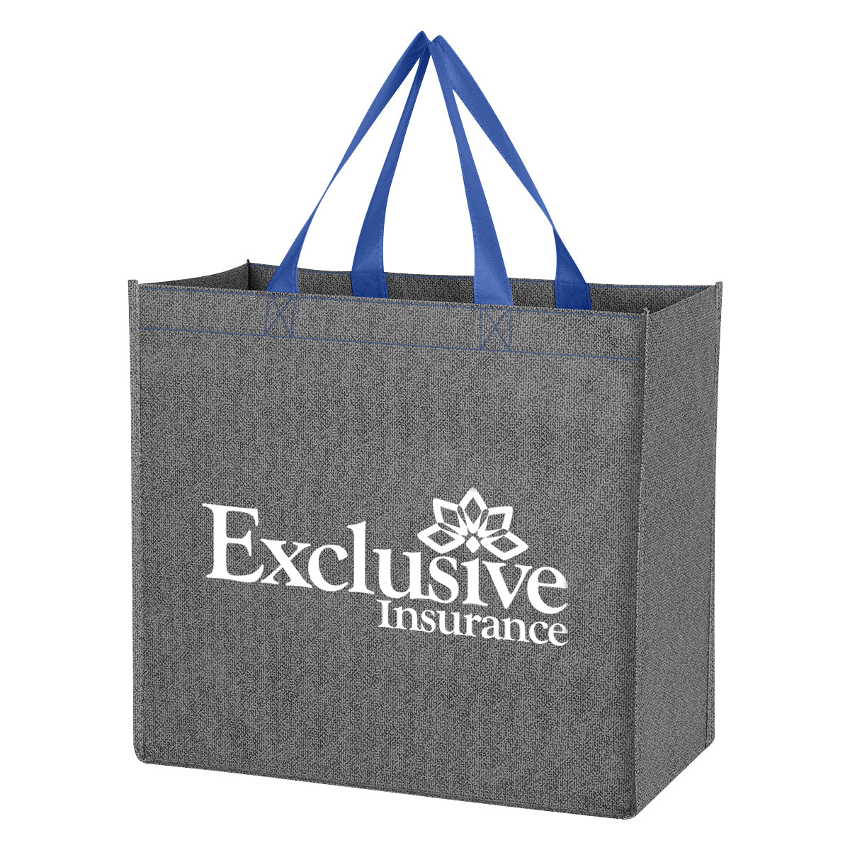 Cody Tote Bag, Non-Woven - Gray with Blue - Silk Screen