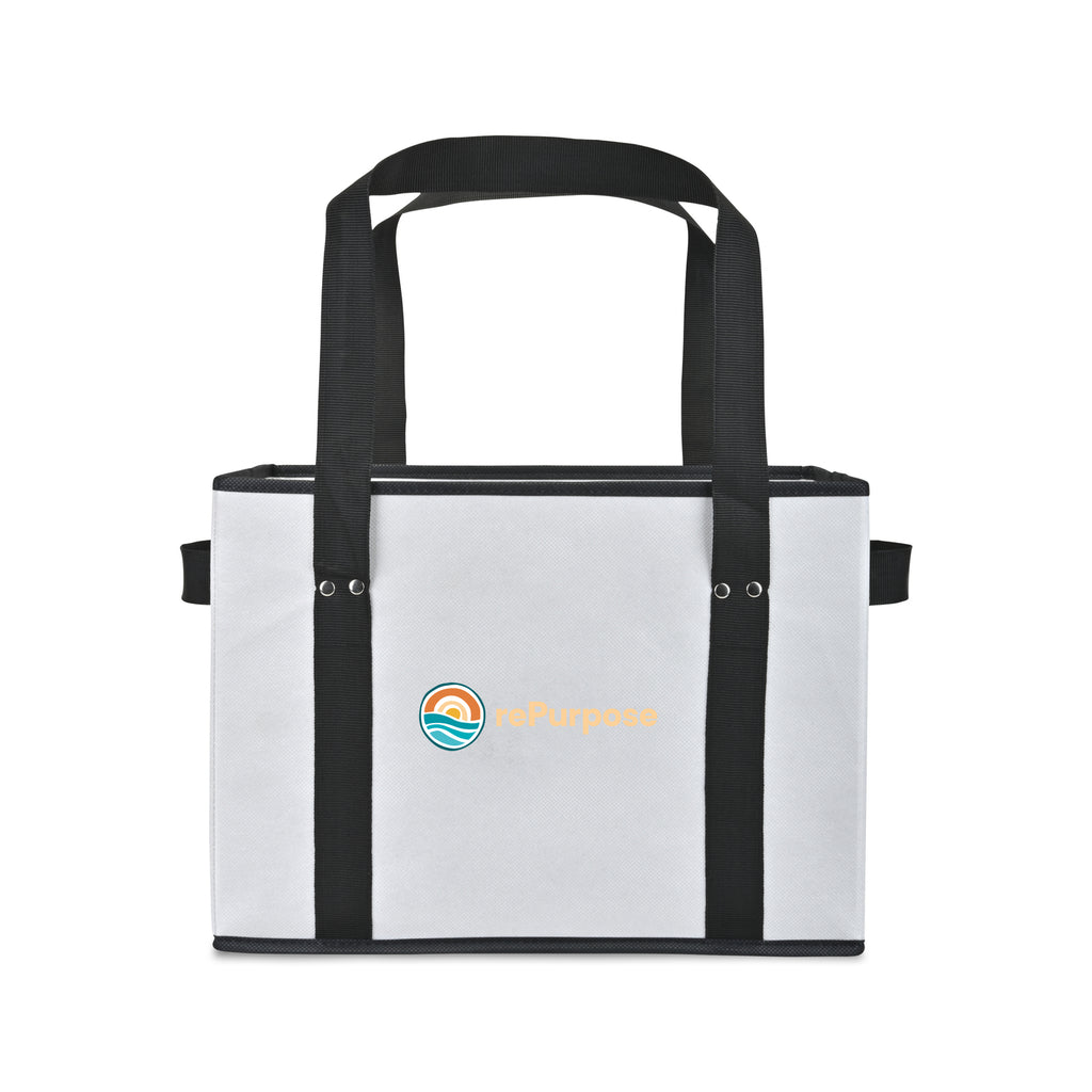 Collapsible Box Tote in Recycled Non-Woven Transfer - White - View 1