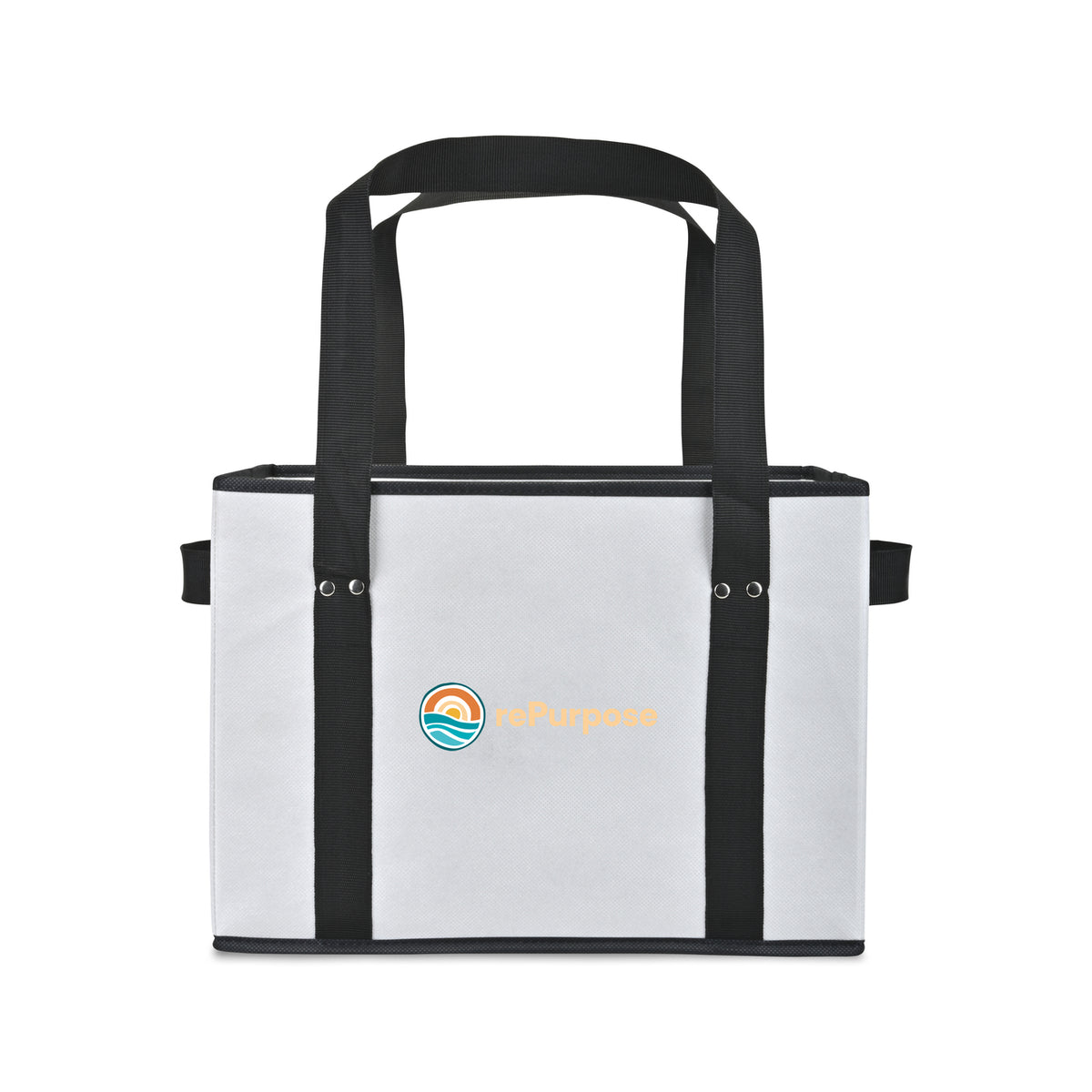 Collapsible Box Tote in Recycled Non-Woven Transfer - White - View 1
