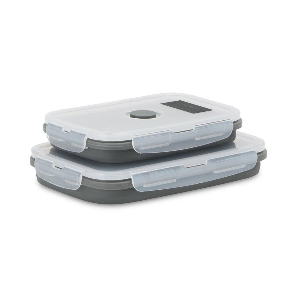 Collapsible Silicone Food Storage Set, 27 and 41 oz - Charcoal - View 1