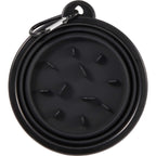 Collapsible Silicone Slow Feeder Bowl with Carabiner - Black - Back