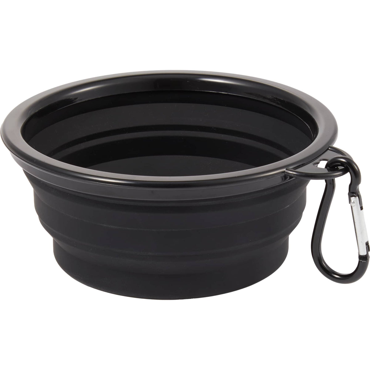 Collapsible Silicone Slow Feeder Bowl with Carabiner - Black - Detail 2