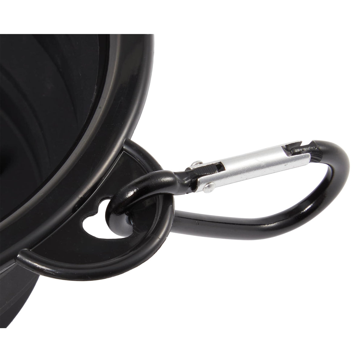 Collapsible Silicone Slow Feeder Bowl with Carabiner - Black - Detail 3