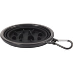 Collapsible Silicone Slow Feeder Bowl with Carabiner - Black - Detail