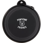 Collapsible Silicone Slow Feeder Bowl with Carabiner - Black - Front