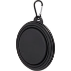 Collapsible Silicone Slow Feeder Bowl with Carabiner - Black - Left Angle