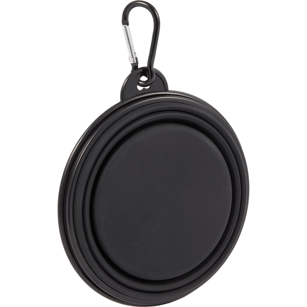 Collapsible Silicone Slow Feeder Bowl with Carabiner - Black - Right Angle