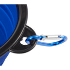 Collapsible Silicone Slow Feeder Bowl with Carabiner - Blue - Detail 3