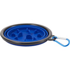 Collapsible Silicone Slow Feeder Bowl with Carabiner - Blue - Detail