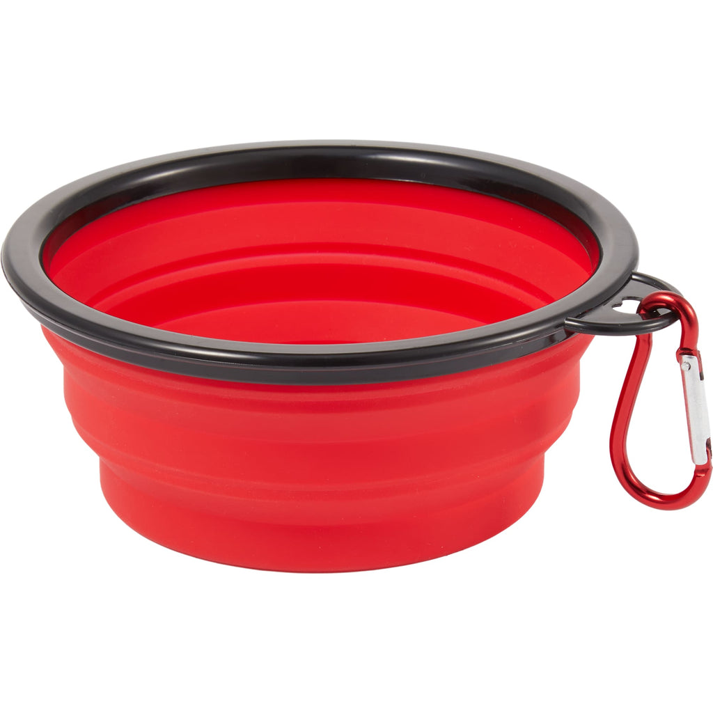 Collapsible Silicone Slow Feeder Bowl with Carabiner - Red - Detail 2