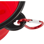 Collapsible Silicone Slow Feeder Bowl with Carabiner - Red - Detail 3