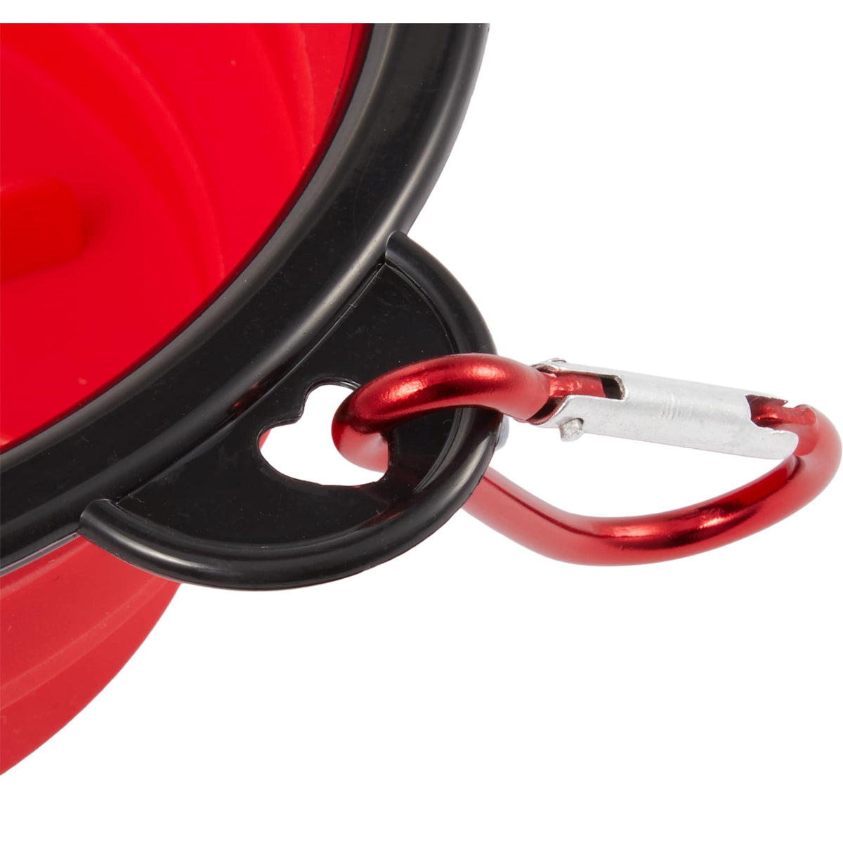 Collapsible Silicone Slow Feeder Bowl with Carabiner - Red - Detail 3