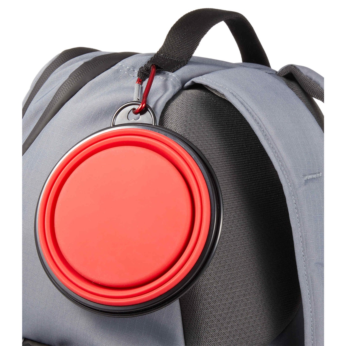 Collapsible Silicone Slow Feeder Bowl with Carabiner - Red - Detail 4