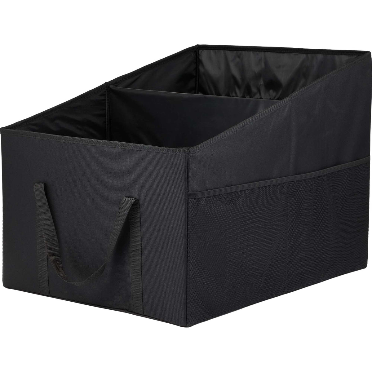 Collapsible Trunk Organizer in Recycled Polyester Transfer - Black - Left Angle