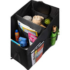 Collapsible Trunk Organizer in Recycled Polyester Transfer - Black - Propped