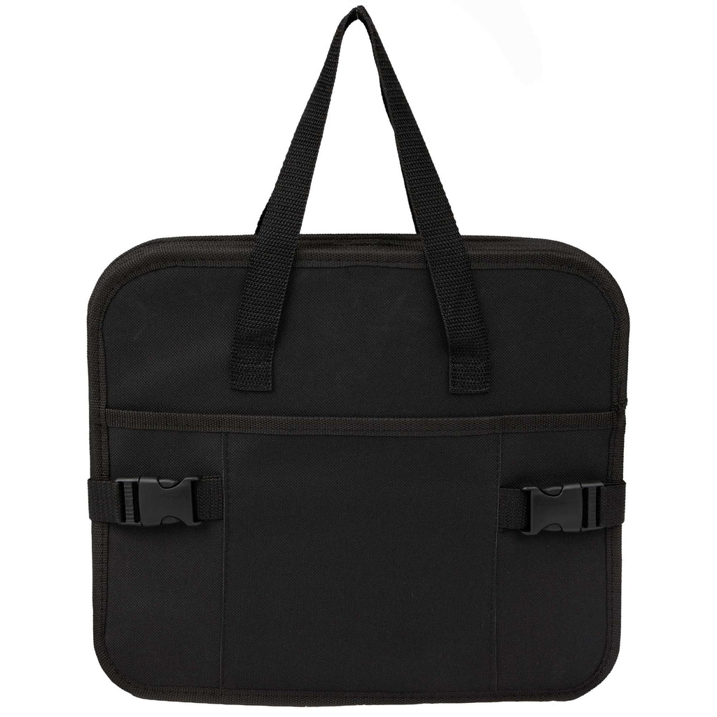 Collapsible Trunk Organizer with 3 Compartments, Recycled Embroidery - Black - Front Closed