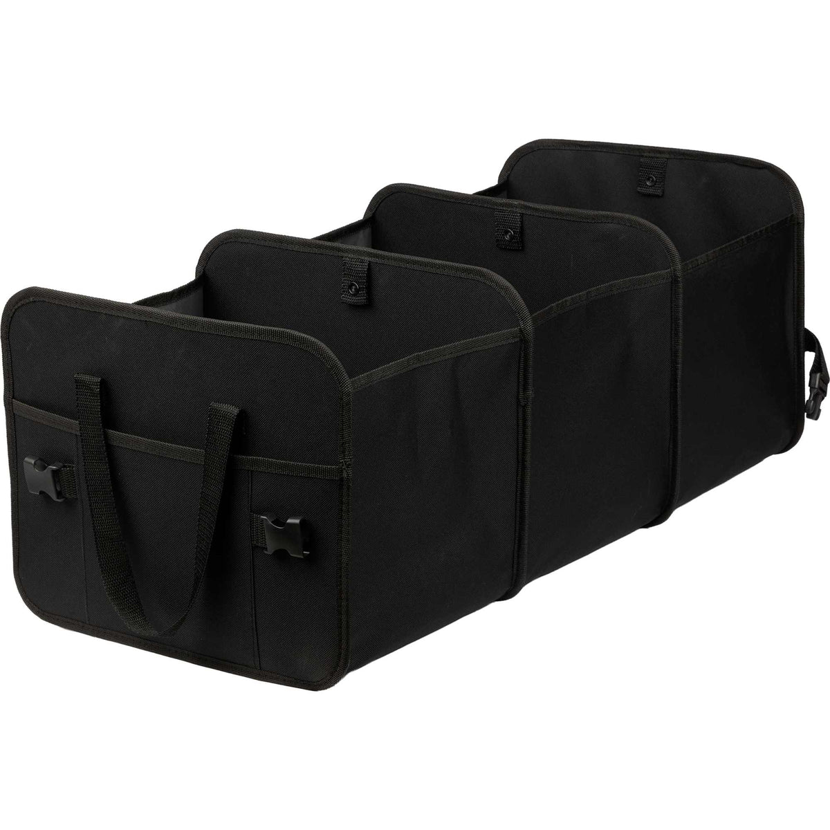 Collapsible Trunk Organizer with 3 Compartments, Recycled Transfer - Black - Left Angle