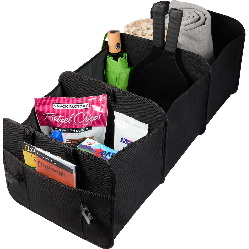 Collapsible Trunk Organizer with 3 Compartments, Recycled Transfer - Black - Right Angle 2