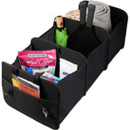 Collapsible Trunk Organizer with 3 Compartments, Recycled Transfer - Black - Right Angle 2
