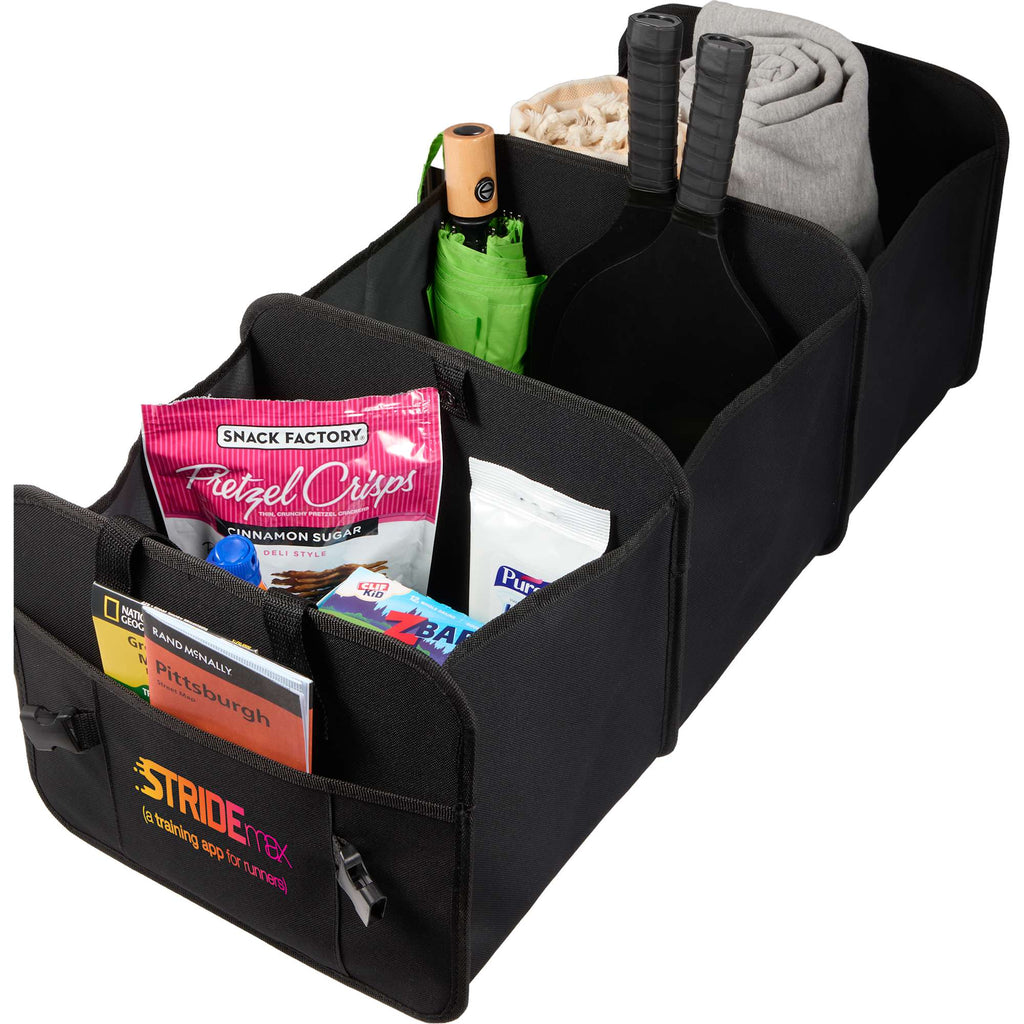 Collapsible Trunk Organizer with 3 Compartments, Recycled Transfer - Black - Right Angle